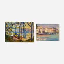 Dorothea A. Dreier, two works, oil on board