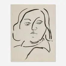 James Lechay, Female Portrait, ink and graphite on paper