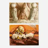 Errol Le Cain, two works, mixed media on paper