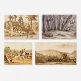 Augustus Köllner, four works, c. 1845, watercolor on paper