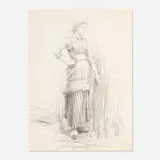 Daniel Ridgway Knight, Peasant Girl, graphite on paper