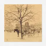 Louis Béroud, European Scene, graphite on paper