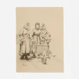 Daniel Ridgway Knight, Three Women Returning from the Field, graphite on paper
