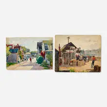 Joseph Newman, two works, watercolor on paper