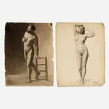 Nelson Norris Bickford, two works, 1875, charcoal on paper