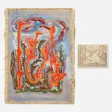 Wally Strautin, two works, 1952, gouache and watercolor on paper, ink and watercolor on vellum