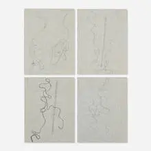 four works by Rudolf Bauer, graphite on Saxon onion skin paper, sold Sep 2020