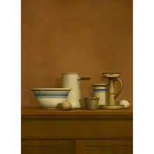 William H. Bailey, Still Life with Eggs, Candlestick and Bowl, 1976, collotype on paper