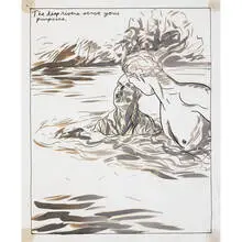 untitled (deep rivers) by Raymond Pettibon, 1986, ink on paper, sold Feb 2009