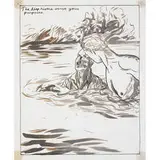 untitled (deep rivers) by Raymond Pettibon, 1986, ink on paper, sold Feb 2009