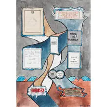 John Evans b. 1932, Mar 26, 1976, 1976, collage and watercolor on paper