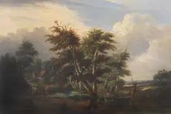 Edward Charles Williams, Fishing on a river, thought to be the River Stour, oil on canvas