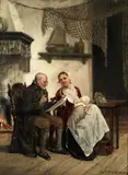 Adrien Jean Madiol, Good news, oil on panel