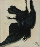 J.H. Coster, Still life of a raven, oil on canvas laid down
