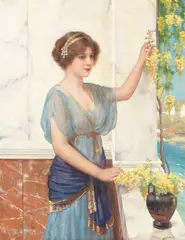 Golden rain by Oliver Rhys, oil on canvas, sold Sep 2022