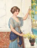 Oliver Rhys, Golden rain, oil on canvas