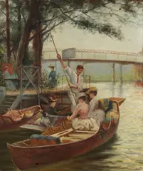 An afternoon punting by Frederick Holmes, oil on canvas, sold Sep 2022