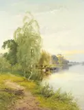 Harry Pennell, Evening, Pangbourne, oil on canvas