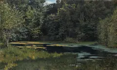 Léon Tanzi, La mare en forêt, oil on canvas