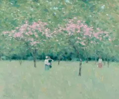 Spring trees by Andre Gisson, oil on canvas, sold Sep 2022