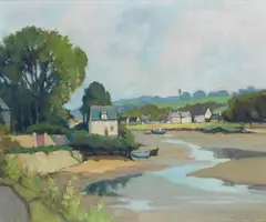 'Marée Basse à Fouesnant, Bretagne' by George Charles Robin, oil on canvas, sold Sep 2022