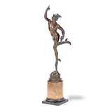 Giambologna, late 19th century patinated bronze figure of Mercury, patinated bronze