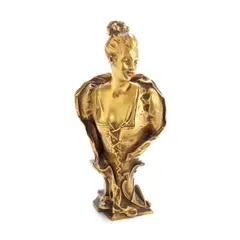 Émile Laporte, gilt bronze bust of a theatrical Belle Epoque lady, gilt bronze