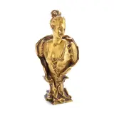 Émile Laporte, gilt bronze bust of a theatrical Belle Epoque lady, gilt bronze