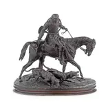 Pierre-Jules Mêne, patinated bronze figural group 'Groupe chiens en défaut (Valet Louis XV)'