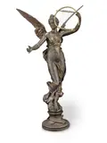 Eugen Marioton, patinated and parcel gilt bronze figure entitled 'L'Inspiration (Inspiration)', parcel gilt bronze