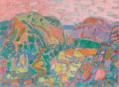 Eduard Bäumer, Roter Tag, 1964, Öl auf Leinwand