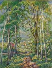 Blick auf Dorf (Kaiserswaldau) by Theo von Brockhusen, 1916, Öl auf Leinwand, sold Jun 2026