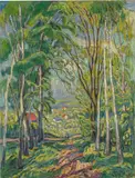 Theo von Brockhusen, Blick auf Dorf (Kaiserswaldau), 1916, Öl auf Leinwand