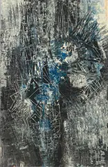 Fred Thieler, M.F.I.57, 1957, Mischtechnik auf Papier auf Hartfaser