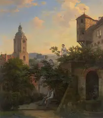 Ernst Ferdinand Oehme, Sommernachmittag in Meißen, 1819, Öl auf Leinwand