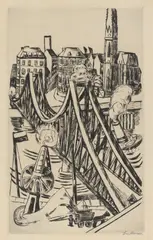 Große Brücke by Max Beckmann, 1922, Kaltnadel auf Velin, sold Jun 2025
