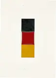 Gerhard Richter, Schwarz Rot Gold I, 1998, Collage aus drei mit Ölfarbe bemalten Quadraten aus Halbkarton, auf Karton montiert
