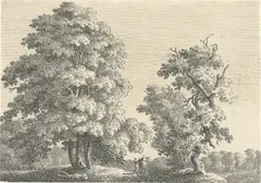 Caspar David Friedrich, Weg zwischen Laubbäumen mit Staffage, 1800, Radierung auf Papier