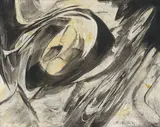 Karl Otto Götz, Tellin, 1996, Mischtechnik auf Leinwand