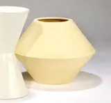 Lagardo Tackett, Low double cone planter, c. 1955, Bisque, unglazed