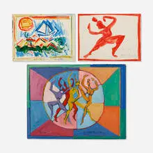 De Hirsh Margules, three works, oil on canvas laid to board, watercolor on paper