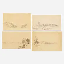 James McDougal Hart, four works, graphite on paper