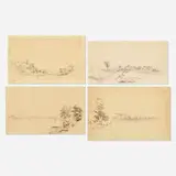 James McDougal Hart, four works, graphite on paper