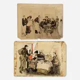 May Wilson Preston, two works, mixed media on paperboard