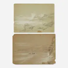 Daniel Huntington, two works, graphite and chalk on paper