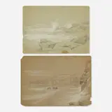 Daniel Huntington, two works, graphite and chalk on paper