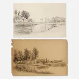 Hendrik Dirk Kruseman van Elten, two works, 1873, graphite on paper