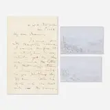 Sanford Robinson Gifford, two scenes of Catskill Clove and letter, 1862, graphite on paper