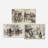 Charles Green Bush, Parisian Life I, II and III, pen and ink on paper