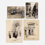 Francis Coates Jones, four works, ink and gouache on paper